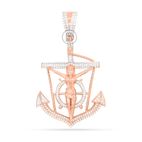 10K yellow gold Anchor pendant with 0.53ct diamonds