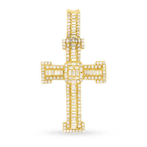 10K yellow gold cross pendant with 2.05ct diamonds