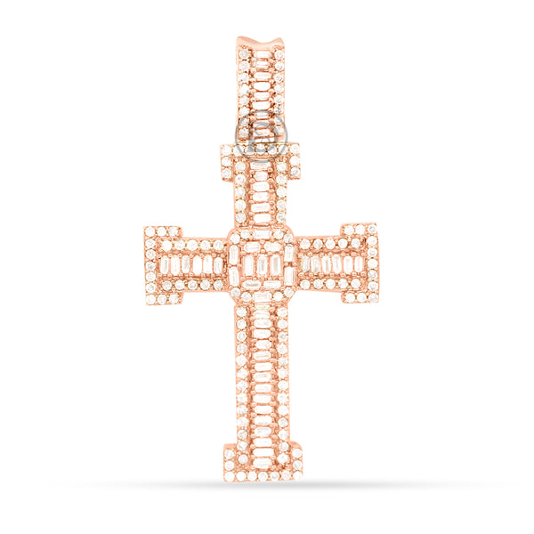 10K yellow gold cross pendant with 2.05ct diamonds
