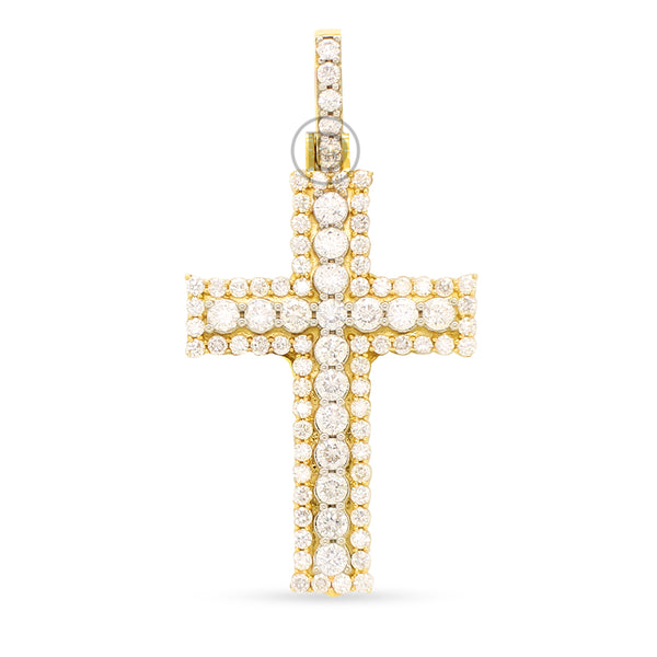 10k yellow gold cross pendant with 2.50ct diamonds