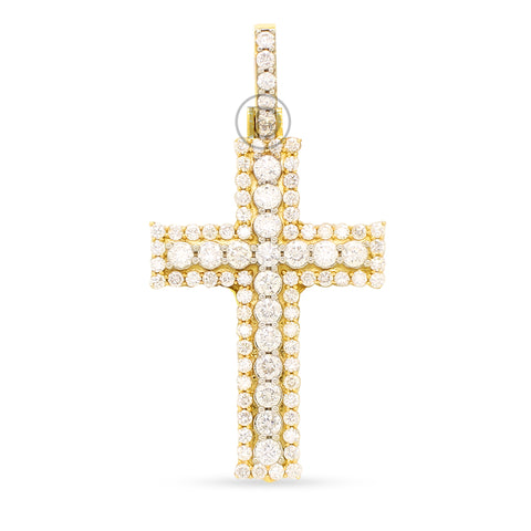 10k yellow gold cross pendant with 2.50ct diamonds