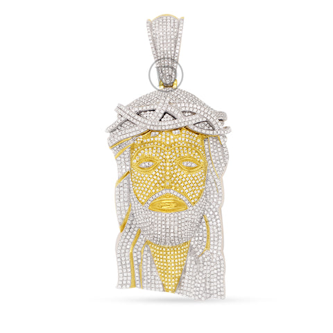 10k yellow gold jesus pendant with 3.95 ct diamonds