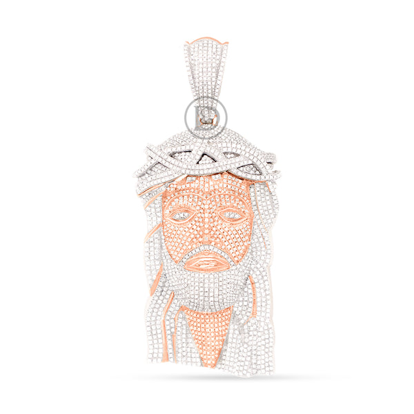 10k yellow gold jesus pendant with 3.95 ct diamonds