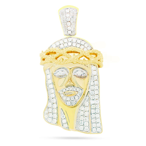 10k yellow gold jesus custom pendant with 2.0ct diamonds
