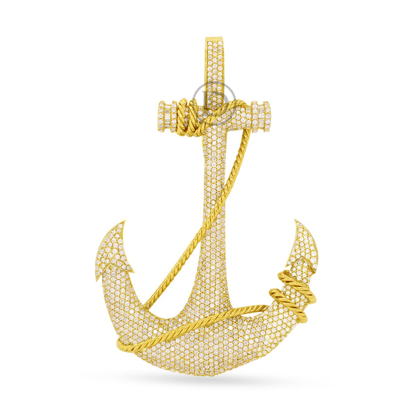 10k yellow gold anchor pendant 4.38ct diamonds