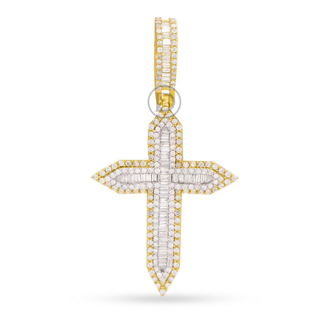 10k yellow gold cross pendant with 1.15ct diamonds