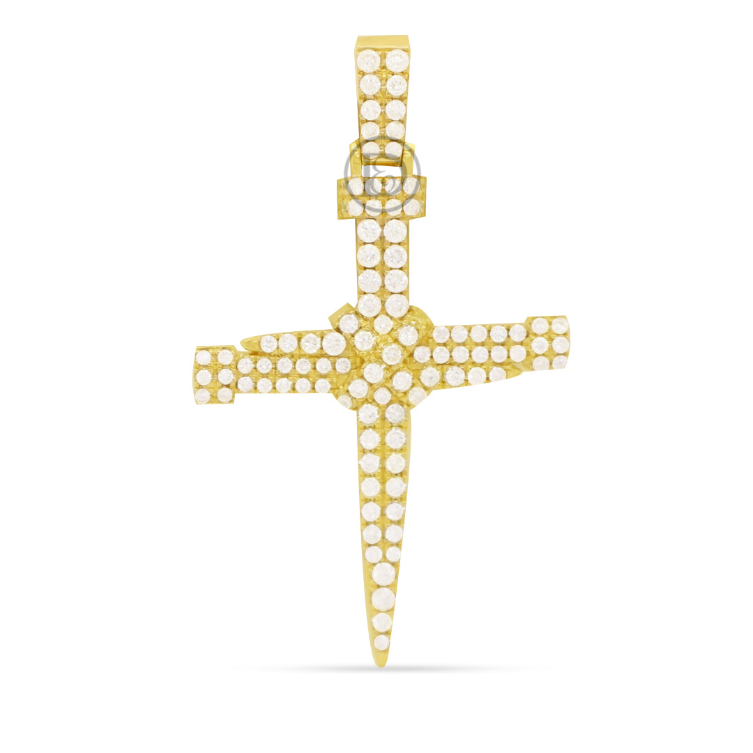 10K Yellow Gold Cross Pendant With 1.50CT Diamonds