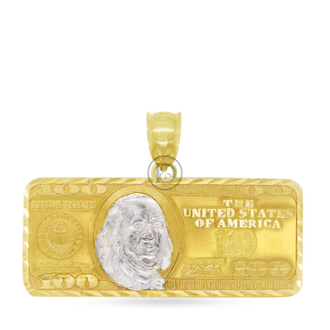 10k gold dollar bill pendant