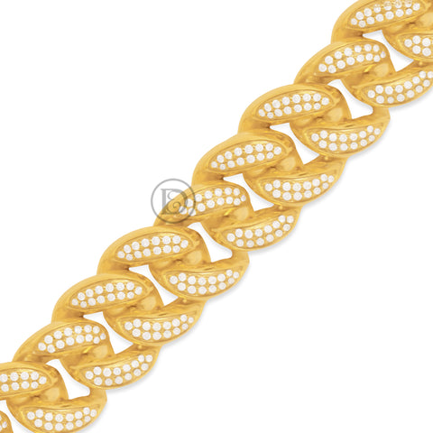 10K Yellow Gold Men's Cuban Chain With 17.50CT Diamonds