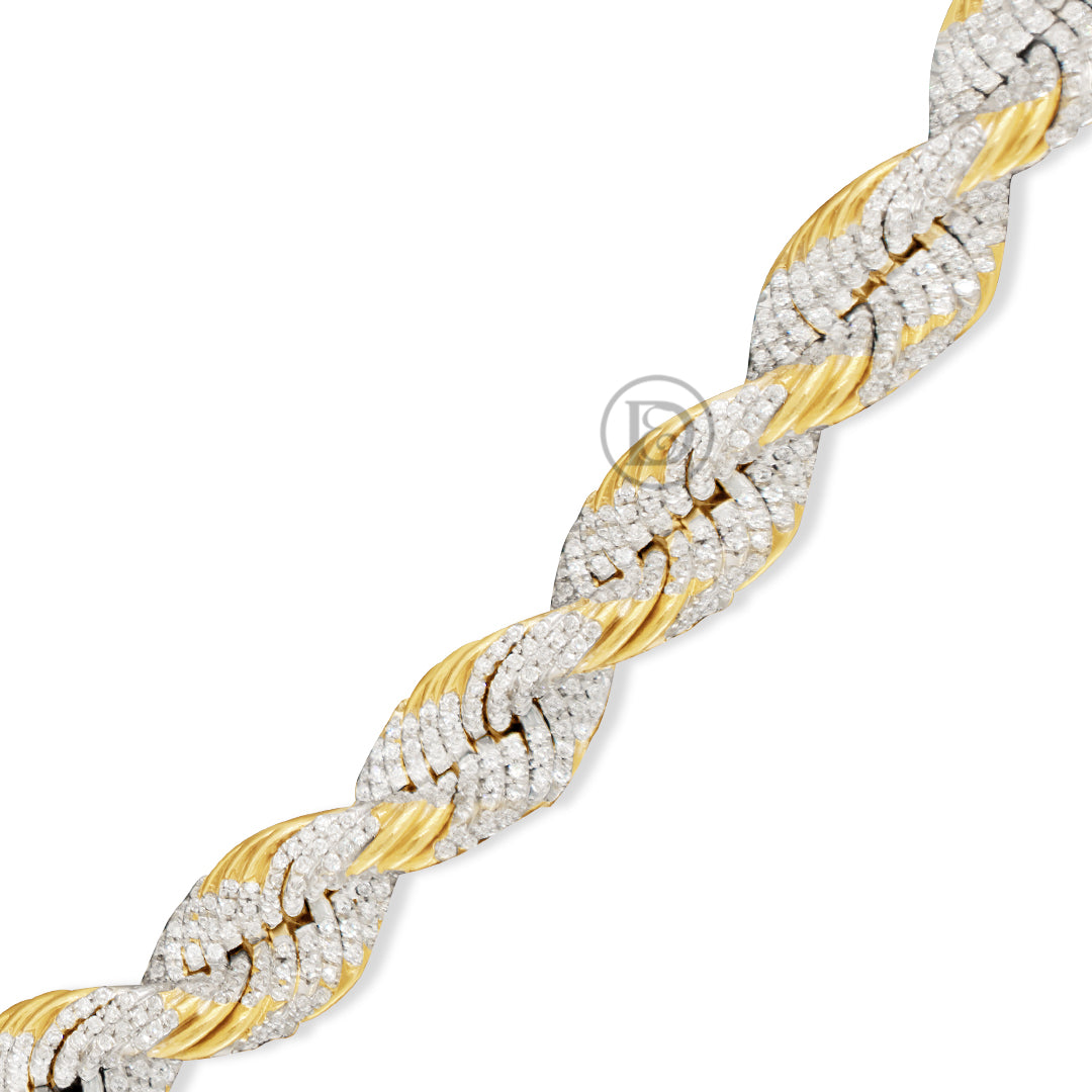 10K Yellow Gold Rope Chain With 19.750CT Diamonds