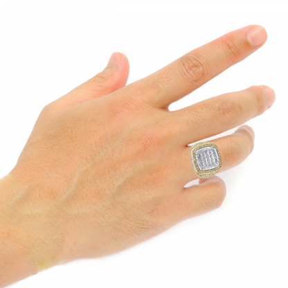 DIAMOND MENS RING 5.00 CT BAGUETTE 14K YELLOW GOLD