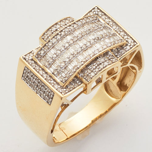 10KY 0.85 CTW  BAQUETTE DIAMOND MEN'S RING