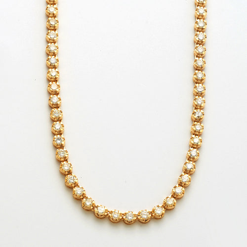 10KY 10.00CTW DIAMOND BUTTERCUP TENNIS NECKLACE