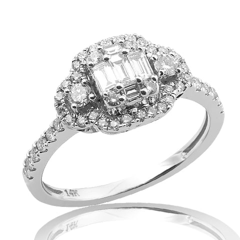 14KW 0.85CTW BAGUETTE DIAMOND BRIDAL RING WITH HAL