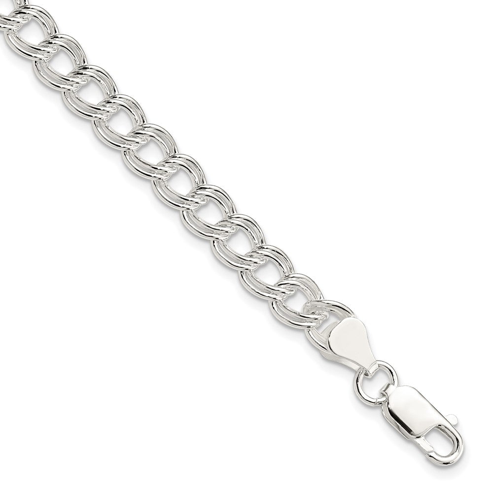 Sterling Silver 7mm Double Link Charm Bracelet