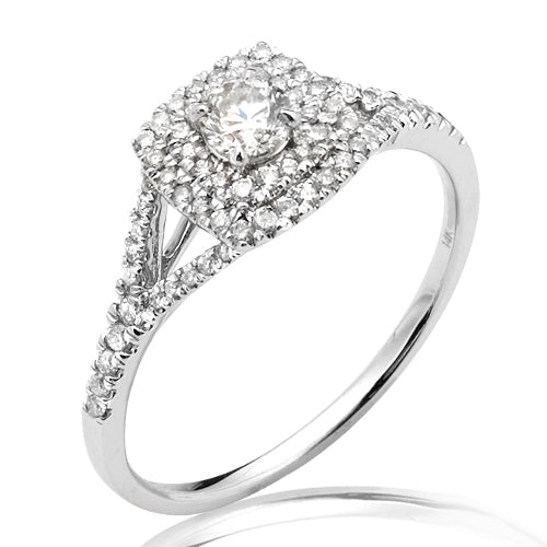 14KW 0.50CTW DIAMOND BRIDAL RING WITH DOUBLE SQUAR