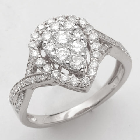 14KW 1.00CTW DIAMOND PEAR CLUSTER RING