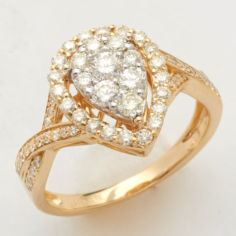 14KY+W 1.00CTW DIAMOND PEAR CLUSTER RING
