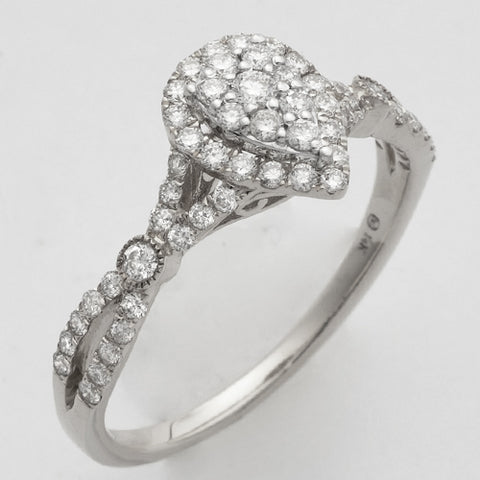 14KW 0.50CTW DIAMOND PEAR CLUSTER RING