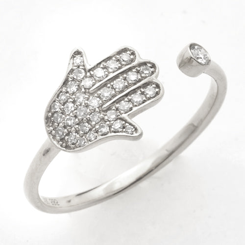 14KW 0.20CTW DIAMOND OPEN DESIGN HAMZA PINKY RING