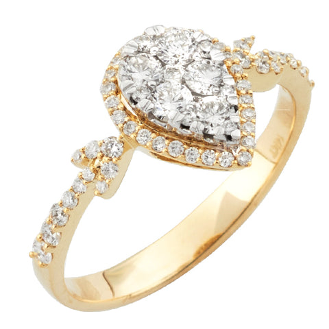 14KY 0.75CTW PEAR SHAPE CLUSTER DIAMOND RING