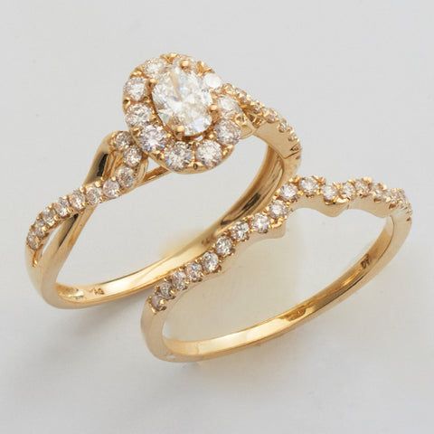 14KY 0.95CTW OVAL ENGAGEMENT RING SET