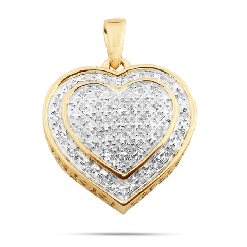 10KY 0.10CTW DIAMOND 3-D HEART SHAPED PENDANT