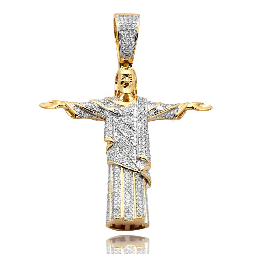 10KY 0.80 CTW DIAMOND BRAZILIAN JESUS PENDANT