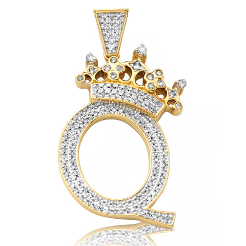 10KY 0.40CTW DIAMOND INITIAL WITH CROWN PENDANT