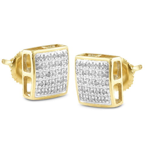 10KY 0.15CTW DIAMOND SQUARE DOME EARRINGS