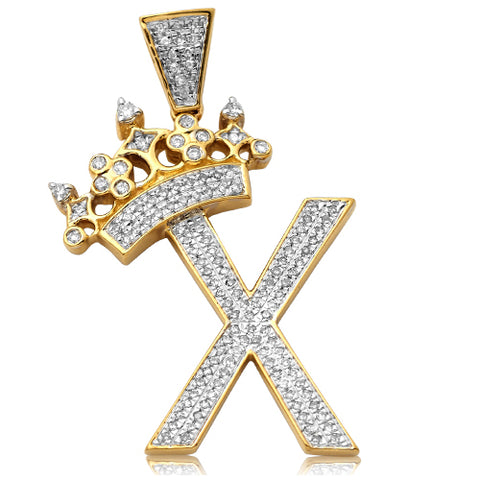 10KY 0.33CTW DIAMOND INITIAL WITH CROWN PENDANT