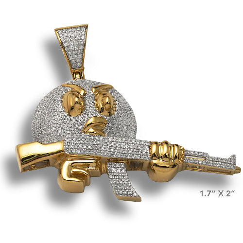 10KY 1.15CTW DIAMOND 'ANGRY BIRD' WITH GUN PENDANT