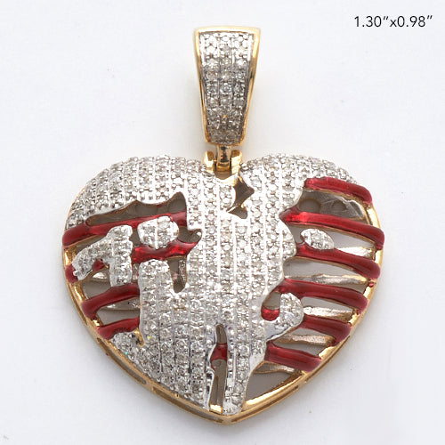 10KY 0.70CTW DIAMOND BROKEN HEART RIBCAGE PENDANT