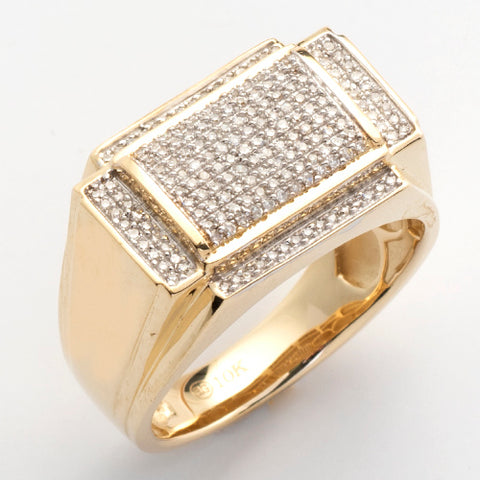 10KY 0.35CTW MICROPAVE DIAMOND MENS RING