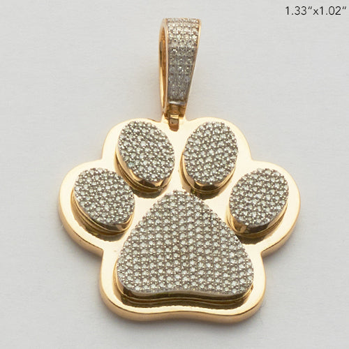10KY+W 0.75CTW DIAMOND PAW PRINT PENDNAT