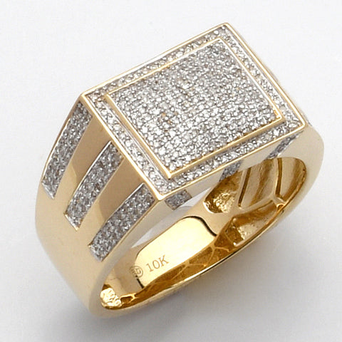 10KY 0.55CTW MICROPAVE DIAMOND MENS RECTANGLE FACE