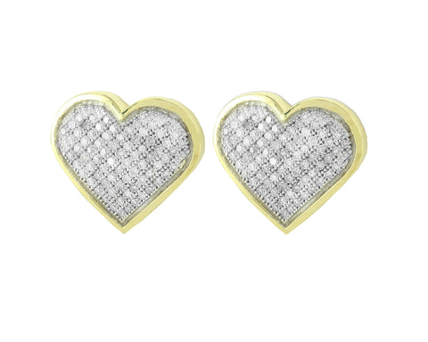 Yellow Silver 0.50CTW HEART MICRO-PAVE ER