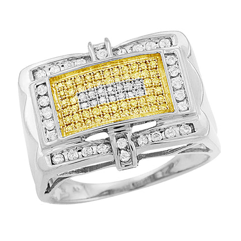 Sterling Silver 0.50CTW YELLOW & WHITE DIA MENS RING