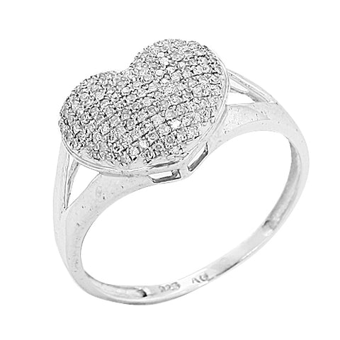 Sterling Silver 0.25CTW DIAMOND HEART RING
