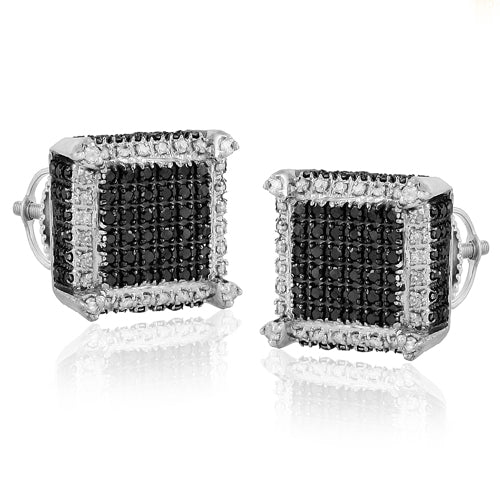 Sterling Silver 1.15CTW BKD+WD DICE EARRINGS