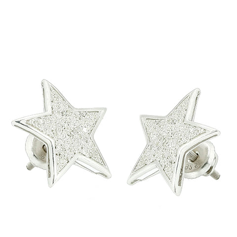 Sterling Silver 0.35CTW DIAMOND FANCY STAR EARRINGS