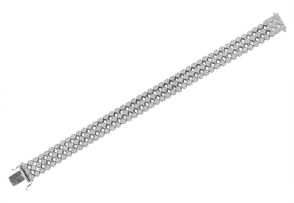 Sterling Silver 0.75CTW 3-ROW DIAMOND BRACELET