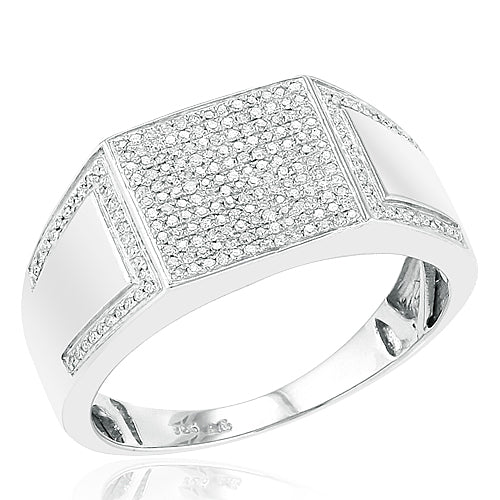 Sterling Silver 0.35CTW DIAMOND FANCY MENS RING