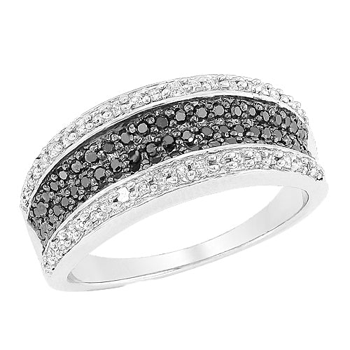 Sterling Silver 0.50CTW BLACK DIA FANCY RING