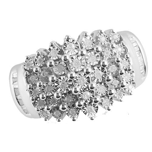 Sterling Silver 0.10CTW DIAMOND ILLUSION SET RING