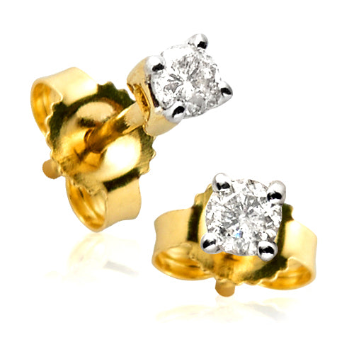 14KY 0.15CTW ROUND DIAMOND STUD EARRINGS