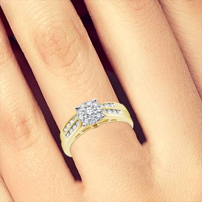 Diamond Halo Engagement Ring .50 CTW Round Cut 14K White Gold