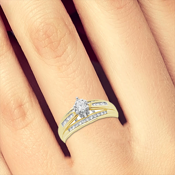 Diamond Engagement Ring .50 CTW Marquise Cut 10K Yellow Gold