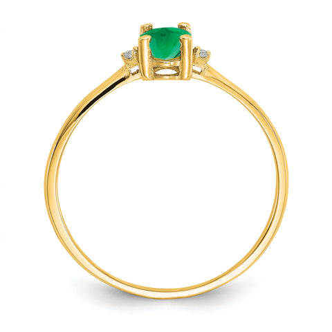 14k Diamond & Emerald Birthstone Ring