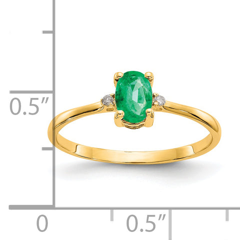14k Diamond & Emerald Birthstone Ring